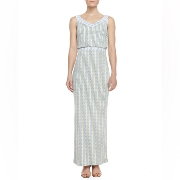 Tory Burch Micky Silk Mixed Design Maxi Dress size Large - Picture 1 of 11
